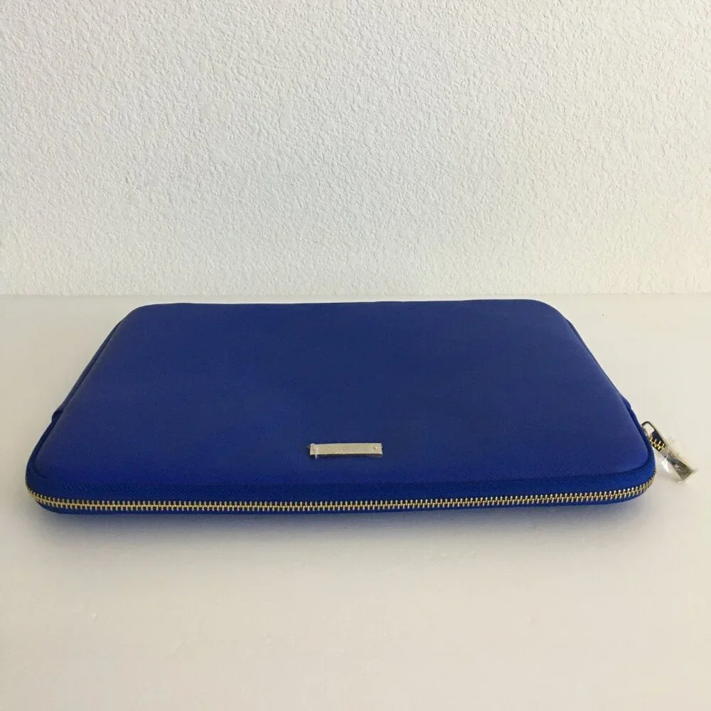 Kate Spade Saffiano Laptop Sleeve Blue Faux Leather Fits Up to 13.5 Laptop